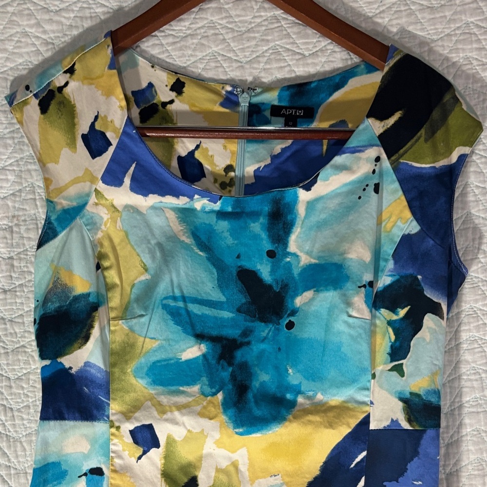 Apt. 9 Teal, Blue & Yellow Floral Sheath Mini Dress - Picture 3 of 5